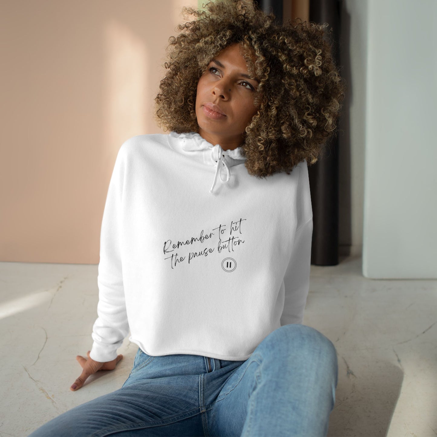 Remember to hit the Pause button Women's Crop Hoodie
